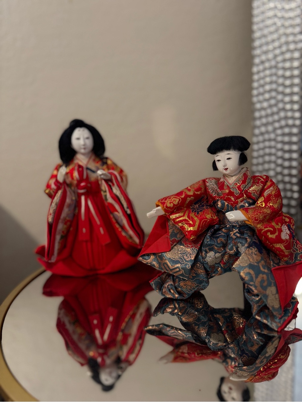 Traditional Japanese Decorative Dolls - Red & Gold Kimono Set